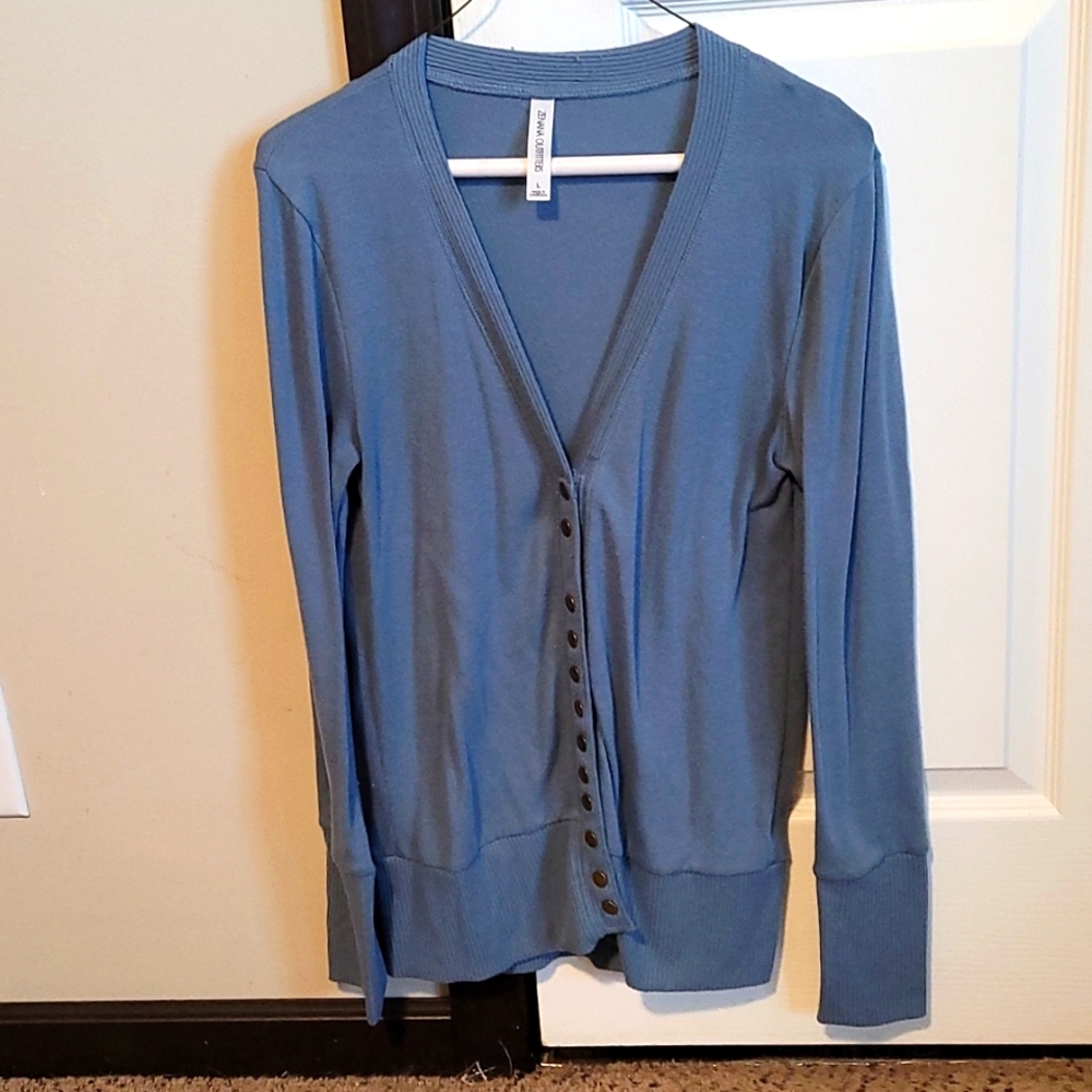Zenana Outfitters Women's Long Sleeve Blue Cardigan